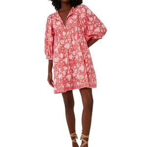Marea Casita Pink and White Floral Puffy Sleeve Flowy Mini Dress Size Small